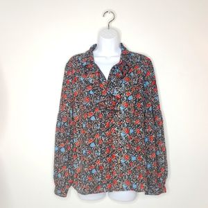 Free People Floral Longsleeve Blouse Size Medium